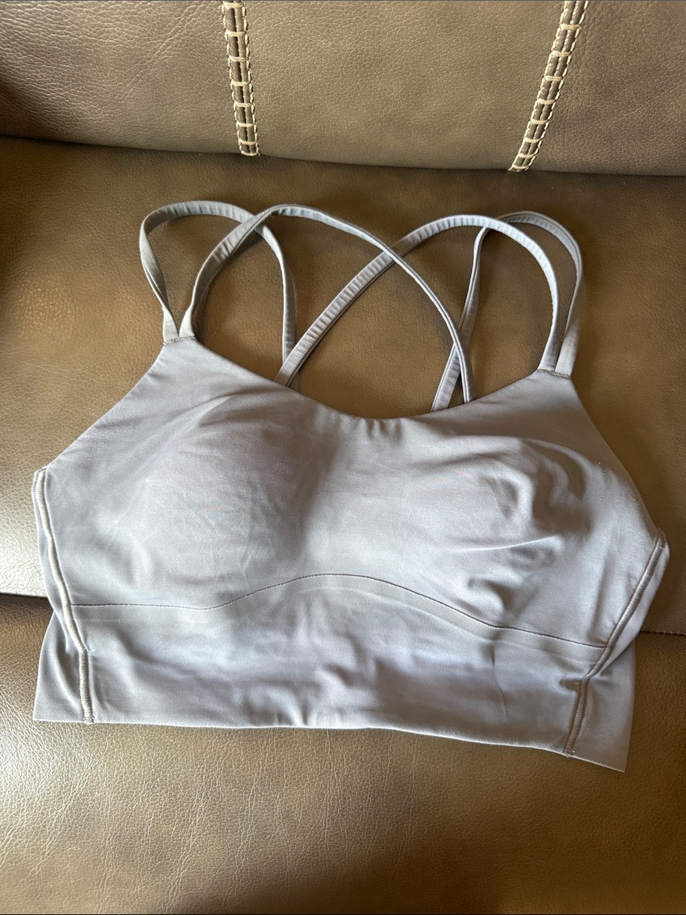 Lululemon Light Gray Strappy Longline Bralette - Women Intimates & Sleepwear
